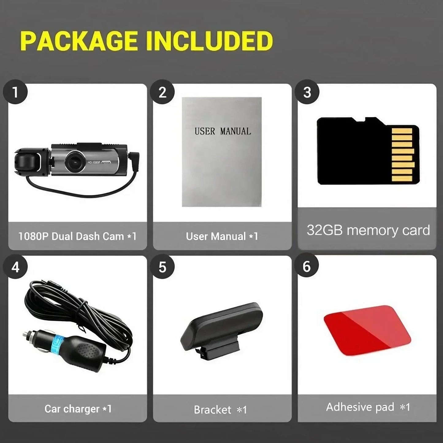 Dashcam Vorne Hinten 1080P — ConnectDrive D2 mit IR-Nachtsicht